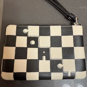 Coach Black and White Checkered Wristlet